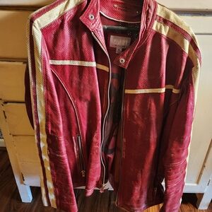 Wilsons Leather Red and White Bomber Jacket